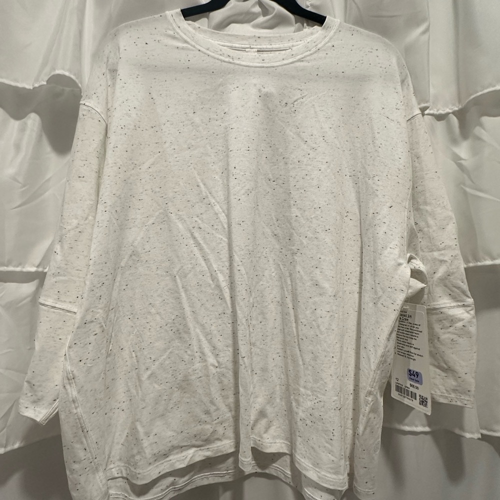 LA Relaxed 3/4 Sleeve Crew - Confetti Black White - Size 12